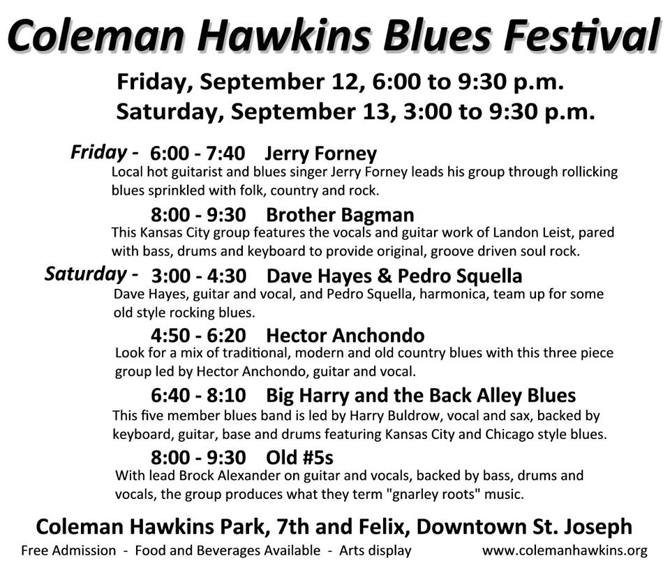 Coleman Hawkins Blues Festival Saint Joseph Missouri
