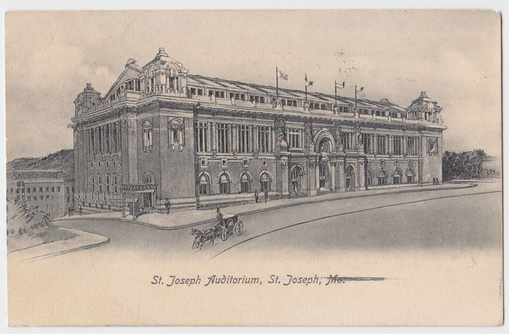 1907 ST JOSEPH Missouri MO Postcard AUDITORIUM