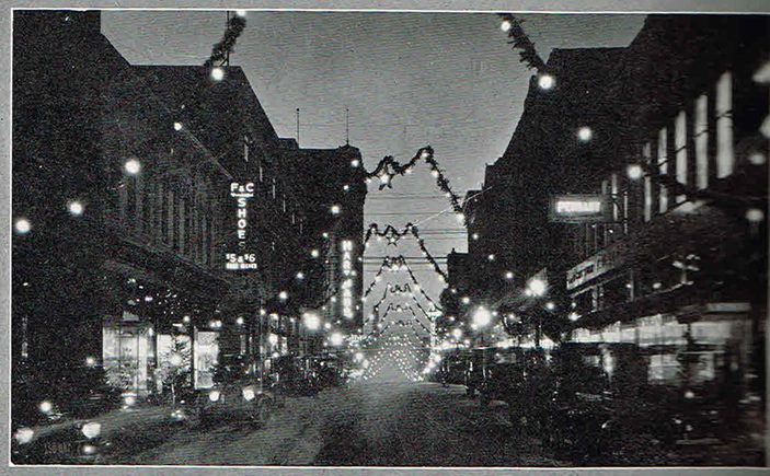 Felix Street looking west from 7th in 1927 Christmas finery